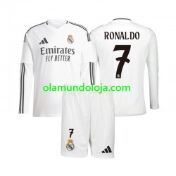 Camisola Real Madrid Cristiano Ronaldo 7 Criança Equipamento Primeiro 2024-2025 Manga Comprida